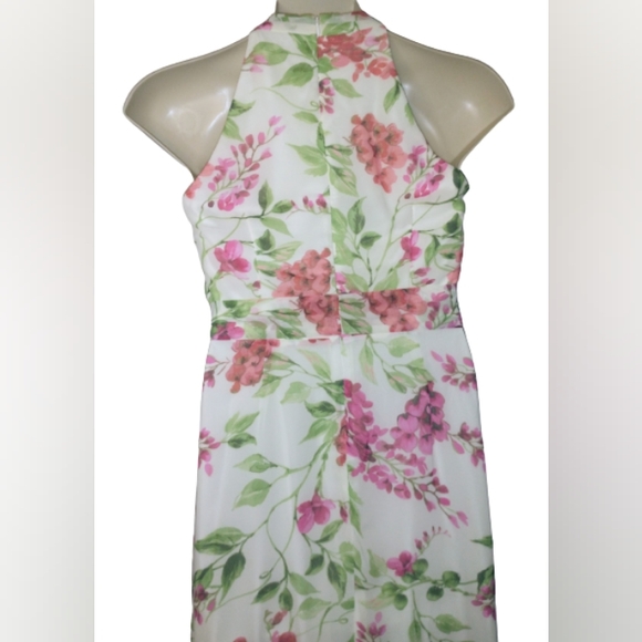 (Host Pick)Roz & Ali White And Pink Floral High-Low Dress Size 6 - Picture 6 of 13